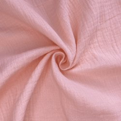 Ткань Муслин Жатый, цвет Нежно-Розовый (на отрез)  в Каменск-Уральске